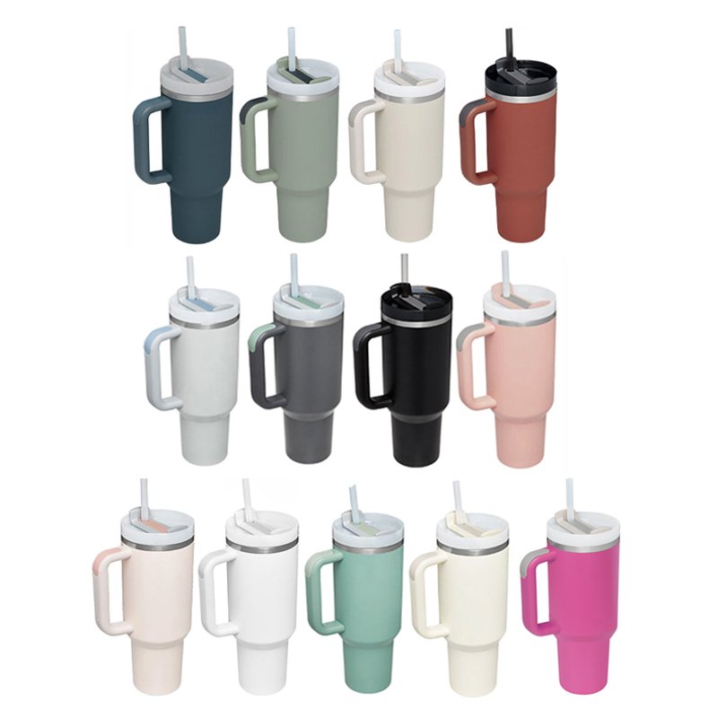 Low Price Custom 40oz Double Wall Vacuum Insulated Travel Coffee Mug Stainless Steel powder coated Tumbler Cup with handle