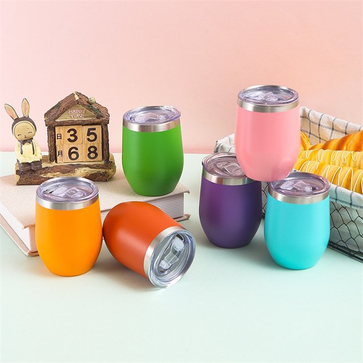 Stainless steel wine glasses cups with lid double wall insulated vacuum tumbler travel mug for little child