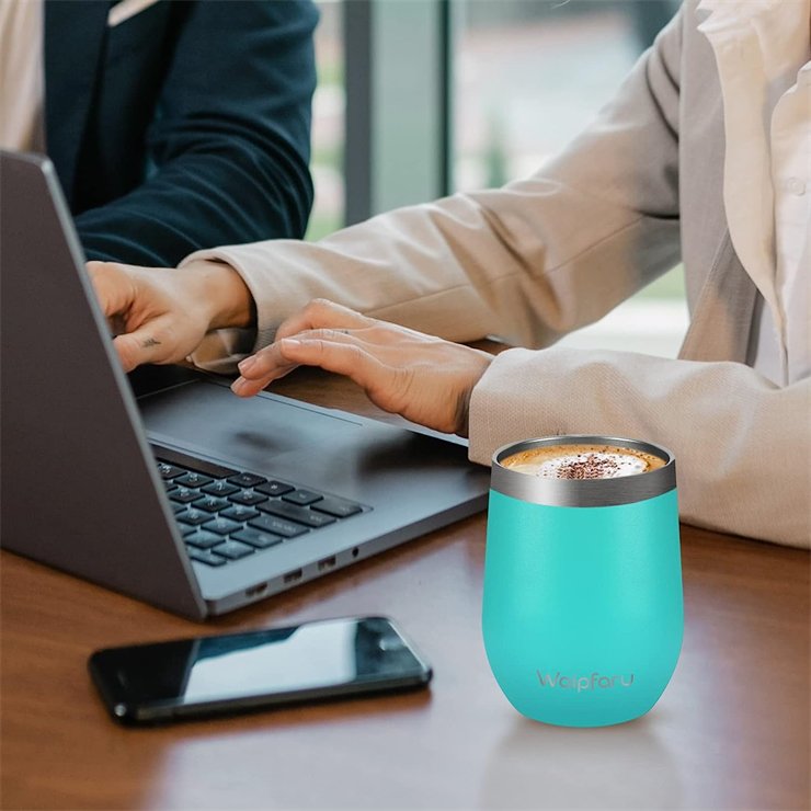 Stainless steel wine glasses cups with lid double wall insulated vacuum tumbler travel mug for little child