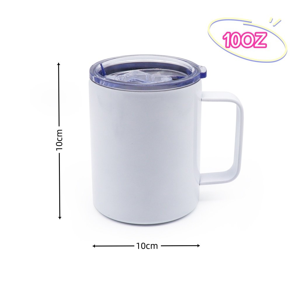 USA Warehouse 10oz 12oz Stainless Steel Double Walled Sublimation Blank Coffee Mug Vacuum Insulated lowball tumbler With Handle