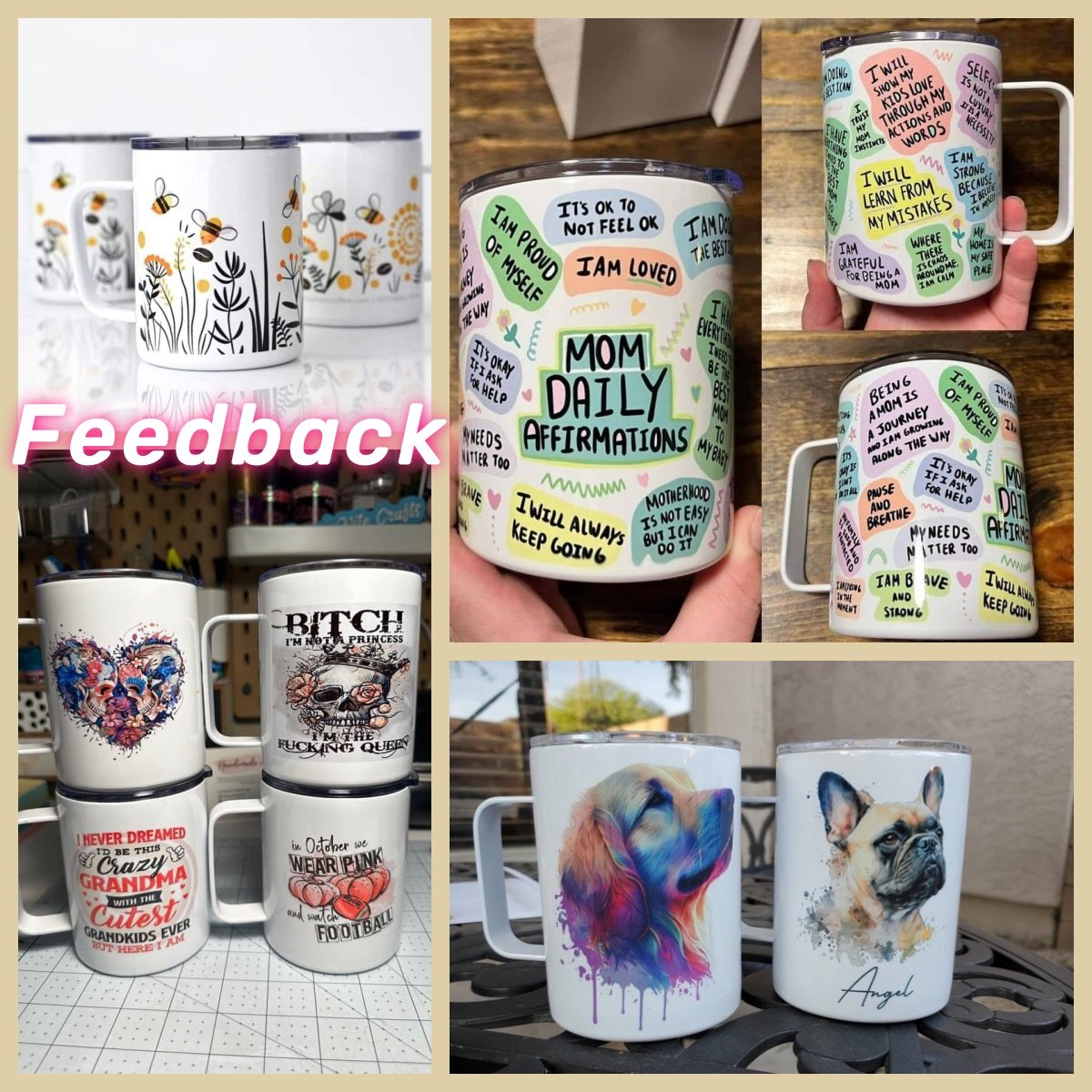 USA Warehouse 10oz 12oz Stainless Steel Double Walled Sublimation Blank Coffee Mug Vacuum Insulated lowball tumbler With Handle
