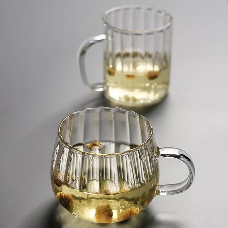 Heat-resistant Pumpkin Ribbed Drinking Glasses Glass Mug for Coffee Milk