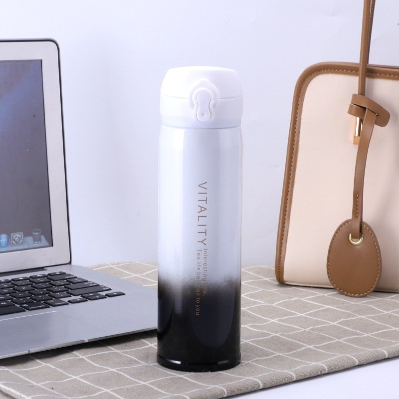Wide Mouth Vacuum Flask Double Wall Stainless Steel Insulated Kids School Water Bottles with Bounce Lid