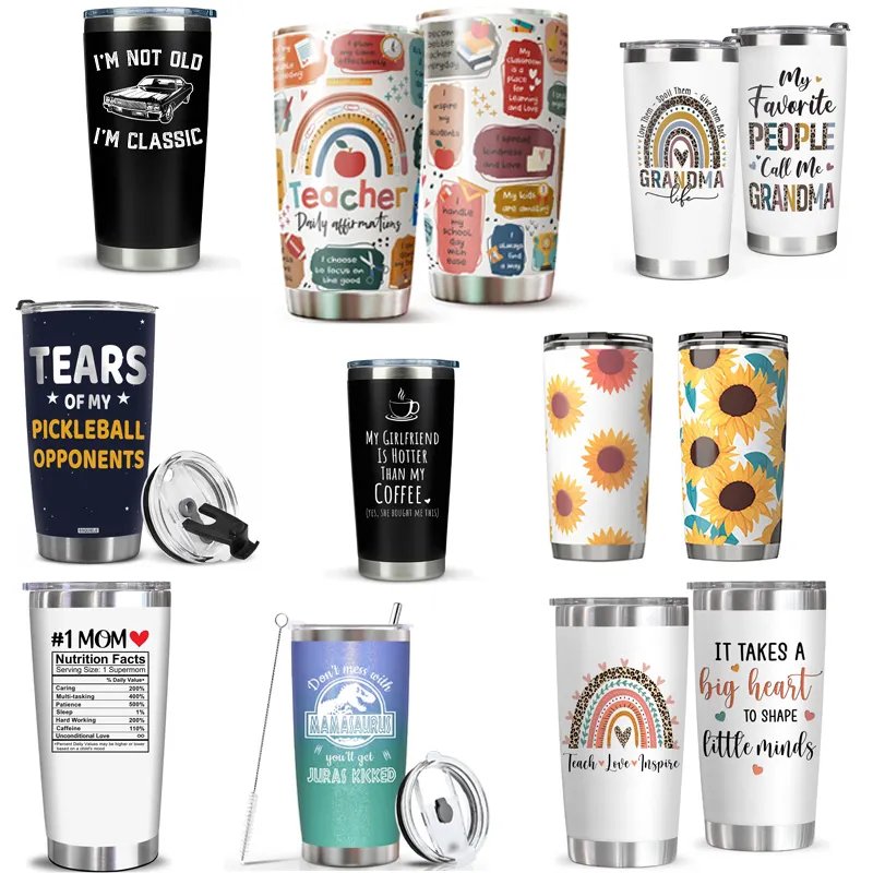 Custom White Blank Travel Winter Insulated Coffee Mug Tumbler Cups Sublimation Double Wall Stainless Steel 20oz Party Country