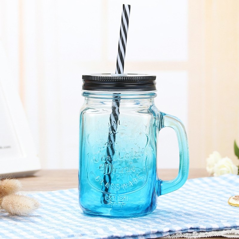 JM Food Grade Bestselling Wholesale 4oz 8oz 12oz 16oz 25oz 32oz Glass Soda Juice Water Mason Bottle Jar Mug with Lid and Straw