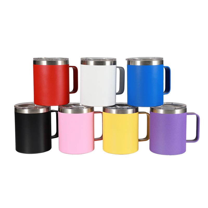 Stainless Steel Insulated Tumbler Double Wall Vacuum Travel Hot Coffee Mug with Handle Sliding Lid