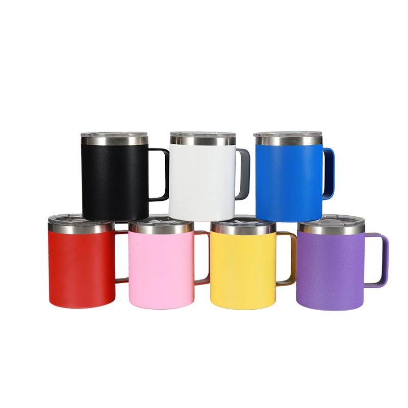 Stainless Steel Insulated Tumbler Double Wall Vacuum Travel Hot Coffee Mug with Handle Sliding Lid