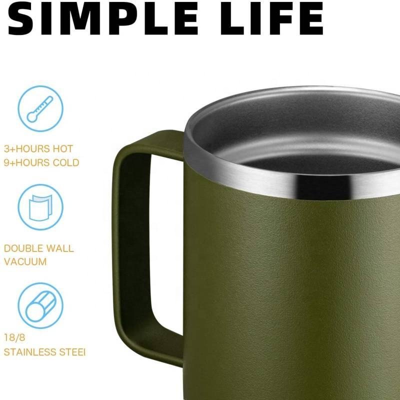 Stainless Steel Insulated Tumbler Double Wall Vacuum Travel Hot Coffee Mug with Handle Sliding Lid