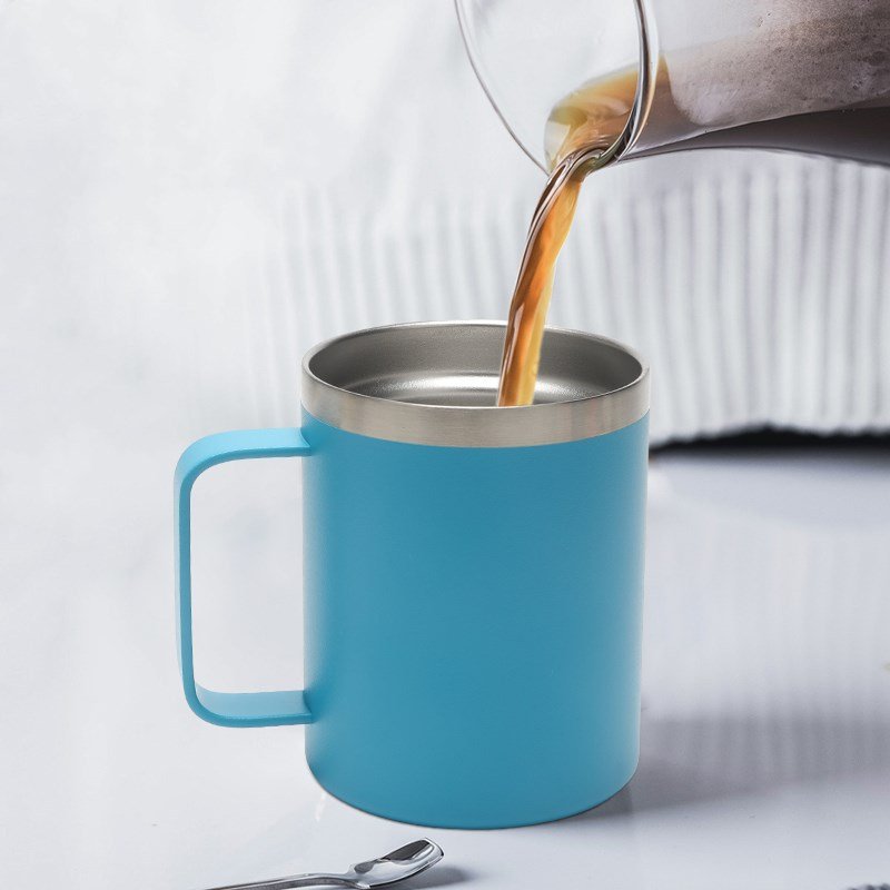Stainless Steel Insulated Tumbler Double Wall Vacuum Travel Hot Coffee Mug with Handle Sliding Lid