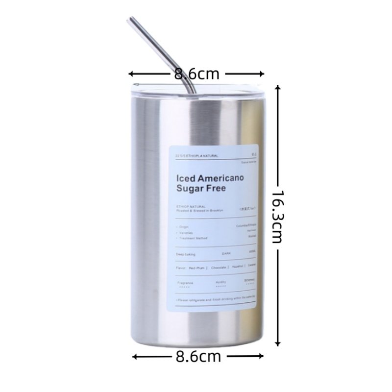 Wholesale Ice Americana Vacuum Double Layer Stainless Steel thermos Insulated Coffee Mug with Straw