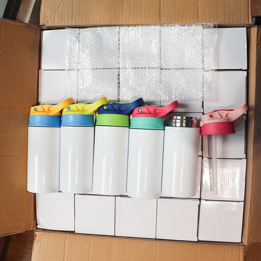 Factory direct sell 12oz straight sublimation kids bottle flip top lids tumbler with straw for kids