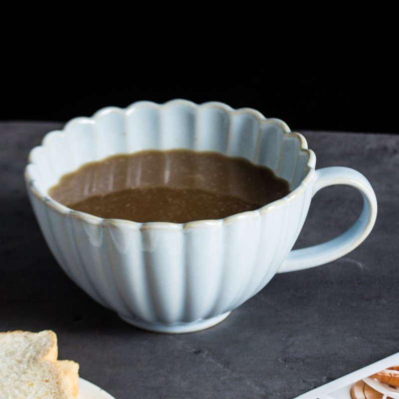 Flea market stoneware reactive glazed coffee cup shell shaped milk mug
