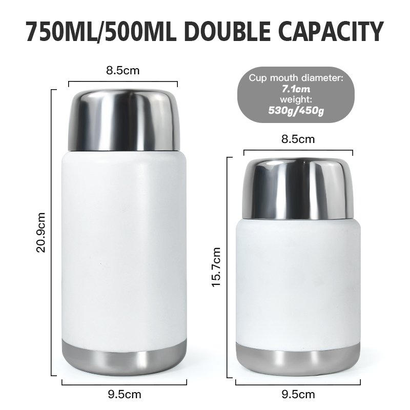 Customized 500ML 750ML Colorful Stainless Steel Double Wall Food Vacuum Flask Thermo 12-24 Hours Vacuum Lunch Box Thermo