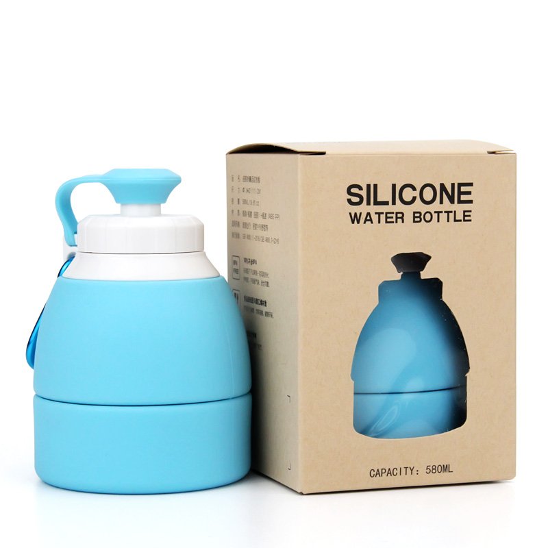 Portable Collapsible Water Bottle ,Custom Printed BPA Free Folding Bottles Running Gym Silicone Collapsible Water Bottles