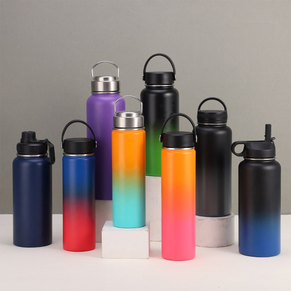 Custom logo 32oz wide mouth vacuum flasks double wall stainless steel thermos outdoor travel water bottle