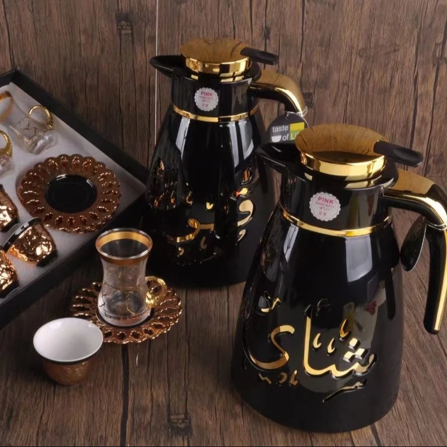 1.0L Arabic style vacuum flask metal body glass Thermos Insulated Water tea pot arabic tea coffee thermos