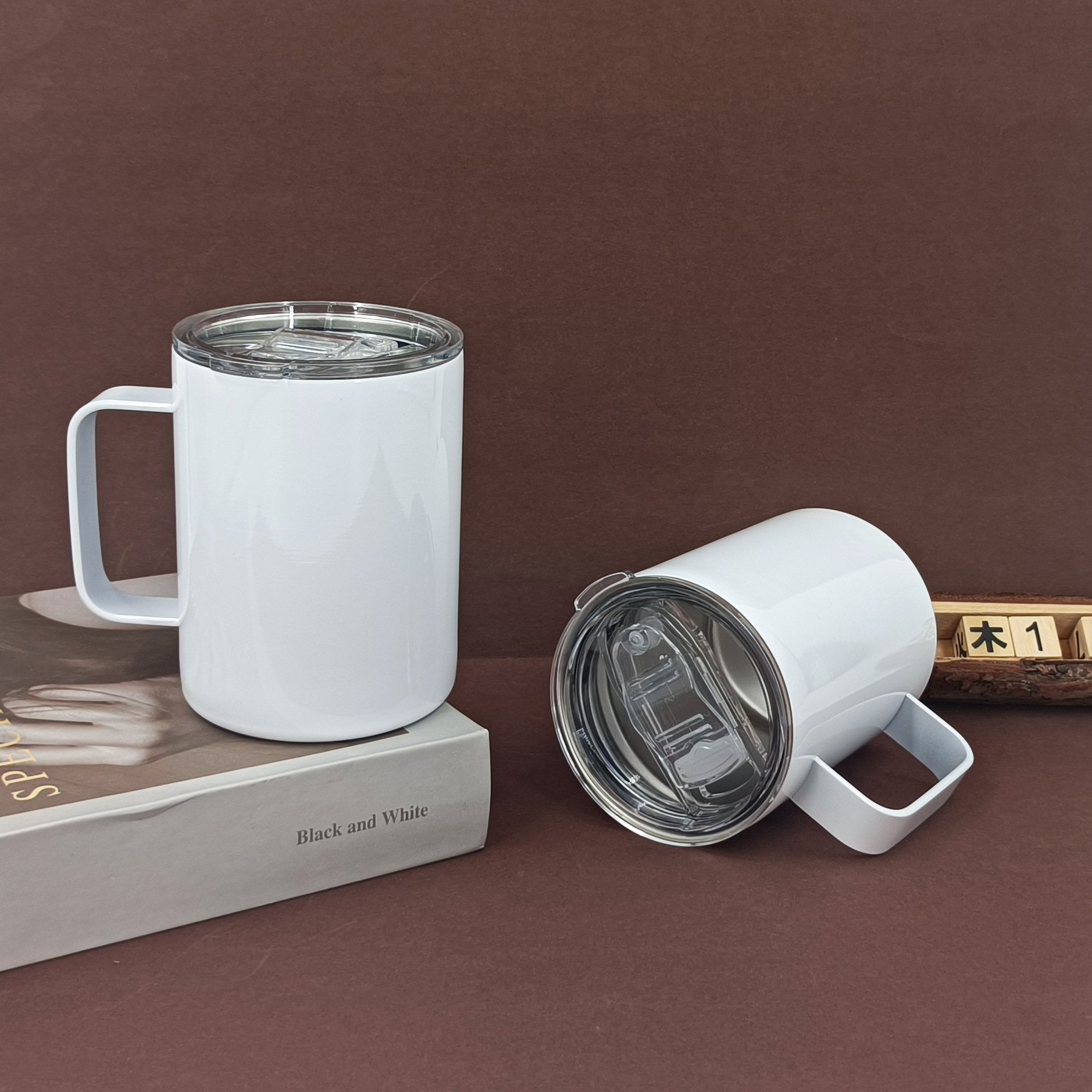 USA Warehouse RTS 12oz Sublimation Travel Coffee Mug Stainless Steel 12oz Sublimation Tumbler with Handle