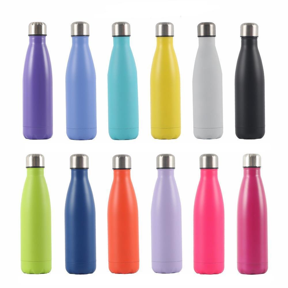 Wholesale Bulk 750ml Hot And Cold Powder Paint 500ml Stainless Steel Cola Shaped Water Bottles Coffee Mugs Tumbler Cups