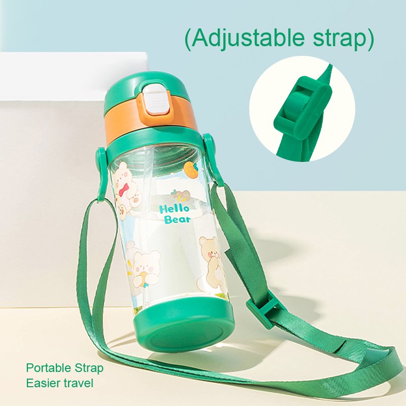 Wholesale Lovely Cartoon Kids Water Bottle Tritan BPA Free Plastic Water Bottles With Strap