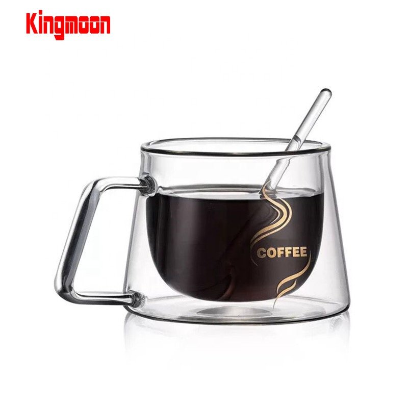 Classic 200ML/7OZ Double-Wall Glass Tea/Coffee Mug Transparent with Handle Customizable Logo Print Thermal Beer Cup