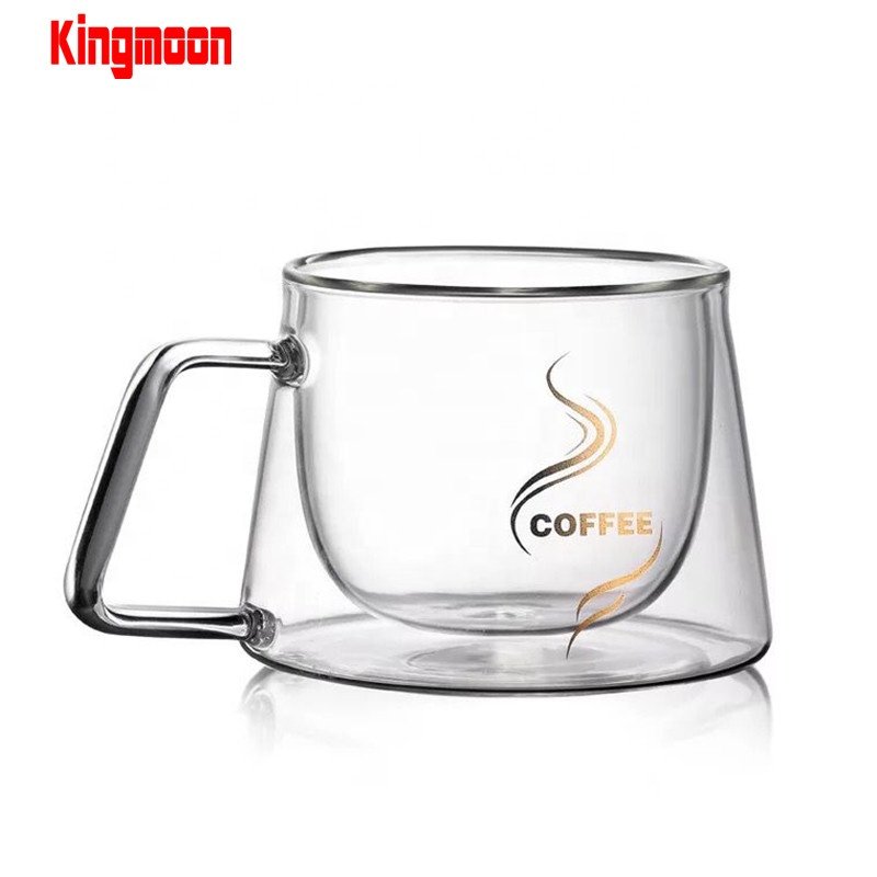 Classic 200ML/7OZ Double-Wall Glass Tea/Coffee Mug Transparent with Handle Customizable Logo Print Thermal Beer Cup