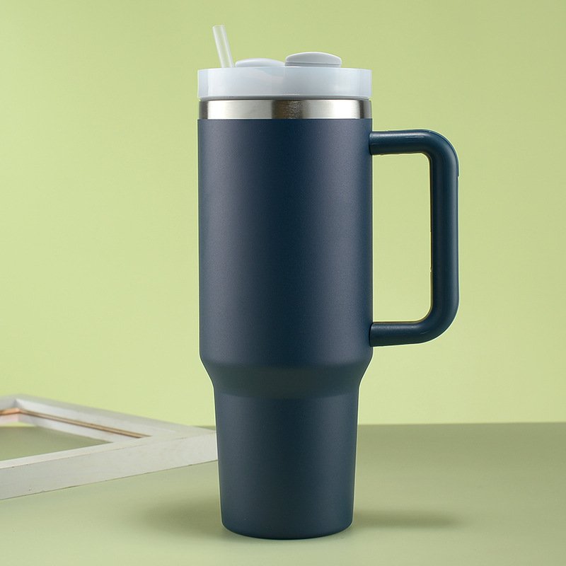Personalized custom logo tumbler 40oz purple 40oz powder coated tumbler with handle and straw 40oz traverler tumbler mug nurse