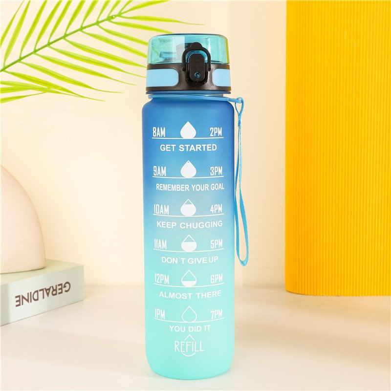 1L 32oz gradient eco friendly large capacity gym sports water bottle BPA free motivational outdoor Water Bottle