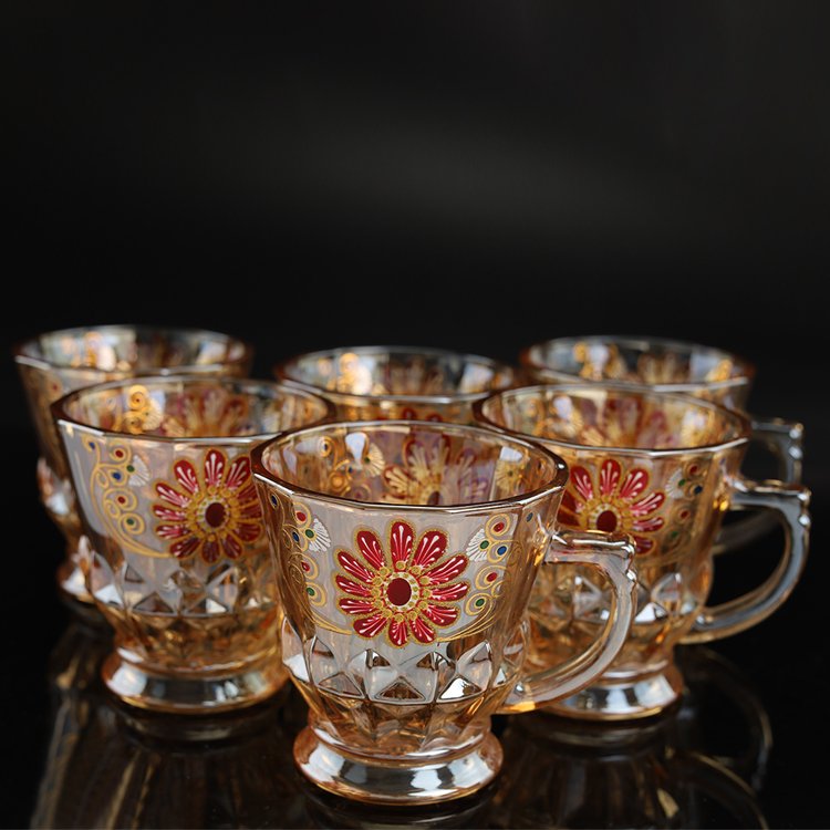 High Quality 180ml Espresso New handmade decal Glass Teacup sets Coffee Mugs