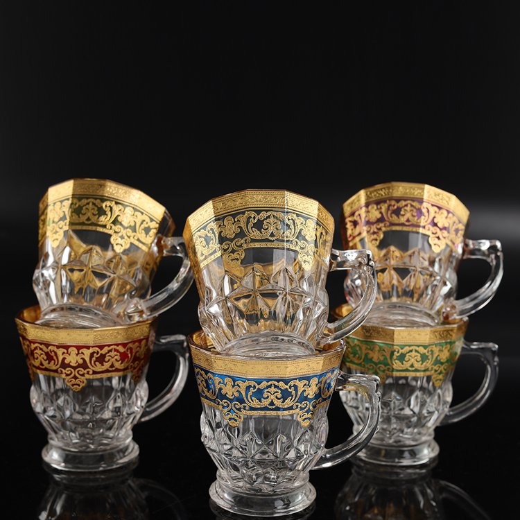 High Quality 180ml Espresso New handmade decal Glass Teacup sets Coffee Mugs