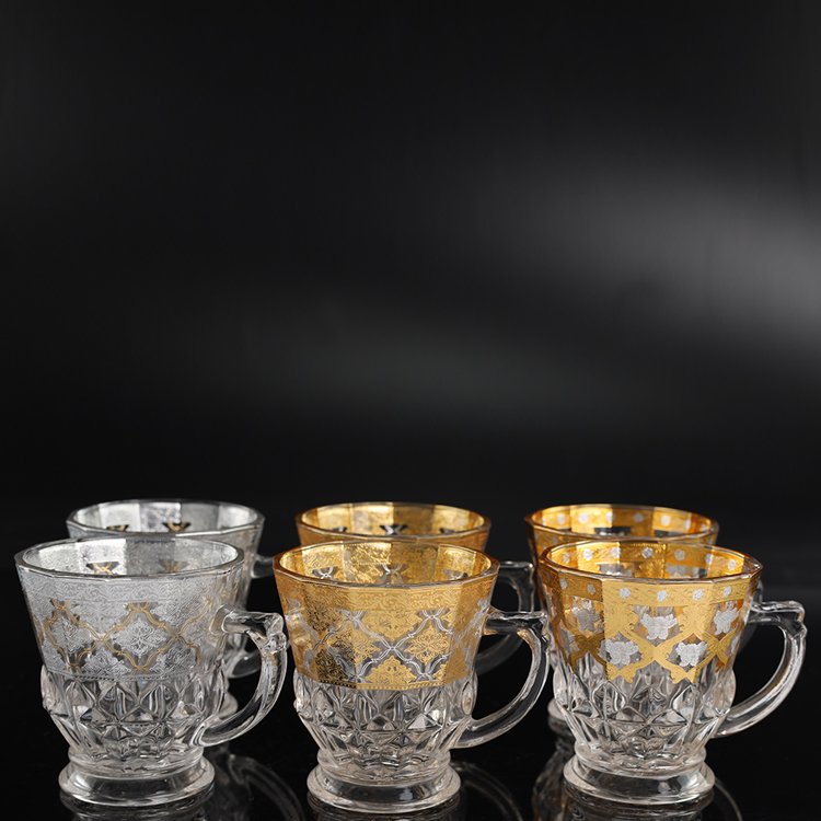 High Quality 180ml Espresso New handmade decal Glass Teacup sets Coffee Mugs