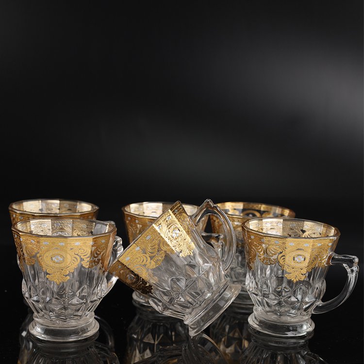 High Quality 180ml Espresso New handmade decal Glass Teacup sets Coffee Mugs