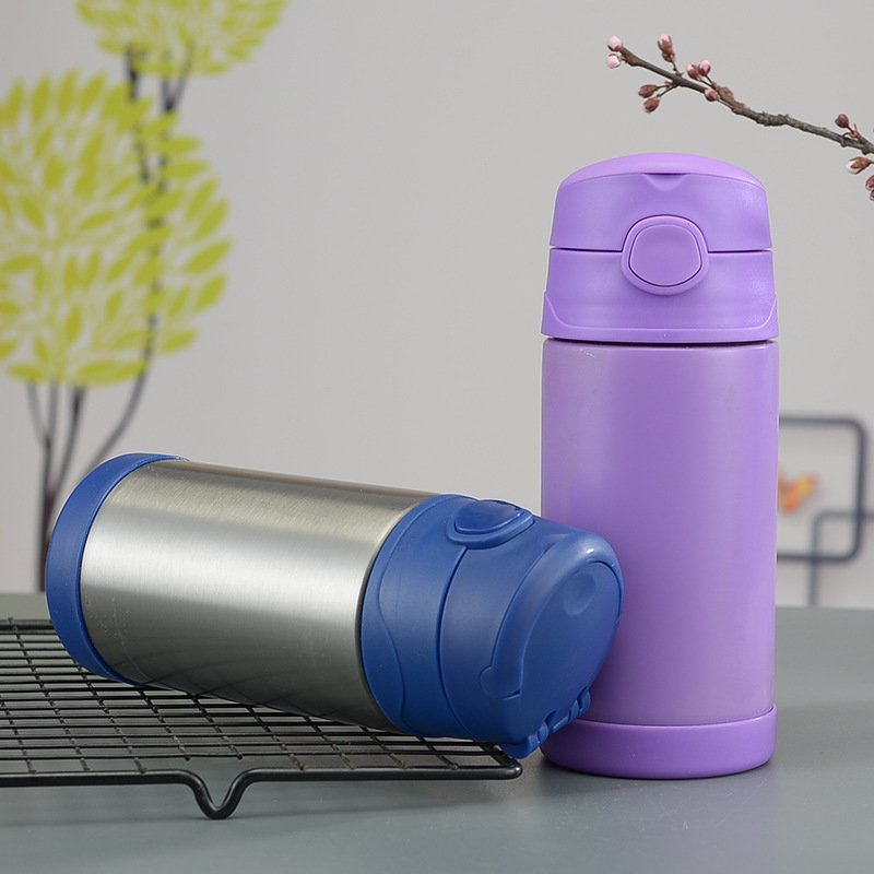 Customized Children Sublimation Blanks Sippy Cups 350ML 400ML Double Wall Straight Flip Top Kids Water Bottles