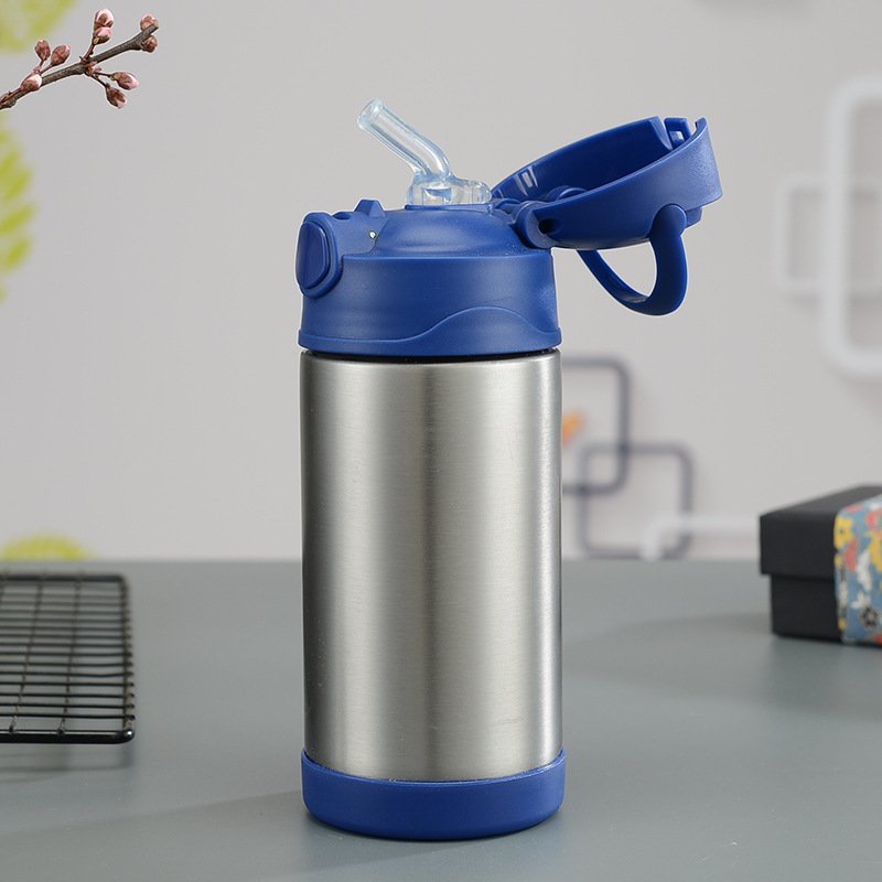 Customized Children Sublimation Blanks Sippy Cups 350ML 400ML Double Wall Straight Flip Top Kids Water Bottles