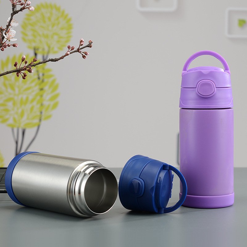 Customized Children Sublimation Blanks Sippy Cups 350ML 400ML Double Wall Straight Flip Top Kids Water Bottles
