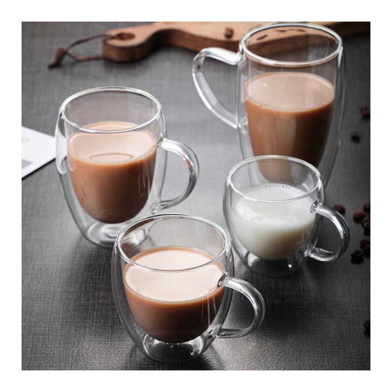 JM Milk Coffee Mugs Travel Glassware Crystal Glass Tea Cup Coffee Cup Wine Glasses Transparent Custom Drinking Glass Carton