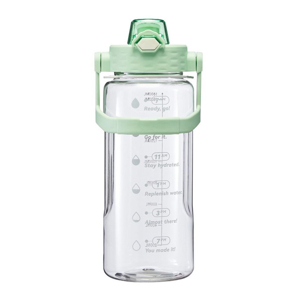 Large capacity 1.8l bounce lid leakproof motivational plastic hot water cold drinking water bottle with strap