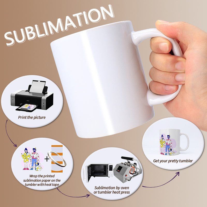 Wholesale manufacturer 11 oz Porcelain White Custom Custom Logo 11oz Printed Christmas Sublimation blank Ceramic Cup Coffee Mugs