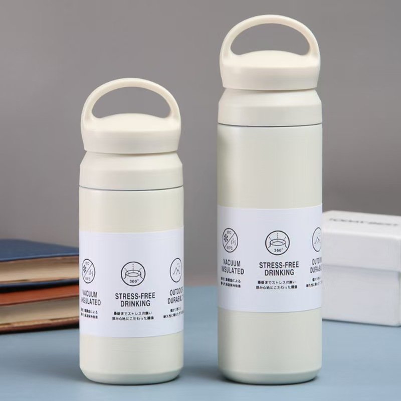 Custom Logo Straight Tumbler Cups With Lid Handle team gift stainless Coffee Mug Insulated Vacuum Flask Travel Outdoor Portable