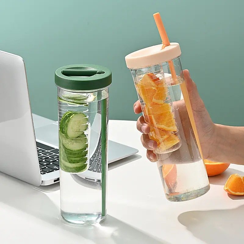 Student portable 500ml tea separation cup juice beverage with filter water bottle straw leak proof water bottle