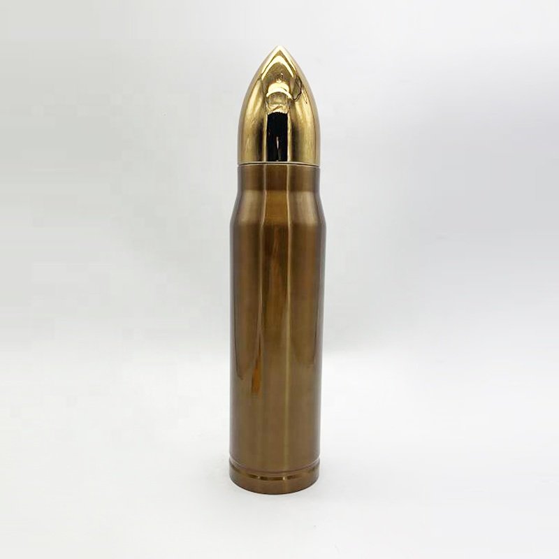 Wholesale 350ml, 500ml & 750ml shotgun bullet shaped stainless steel vacuum thermos bullet-flask