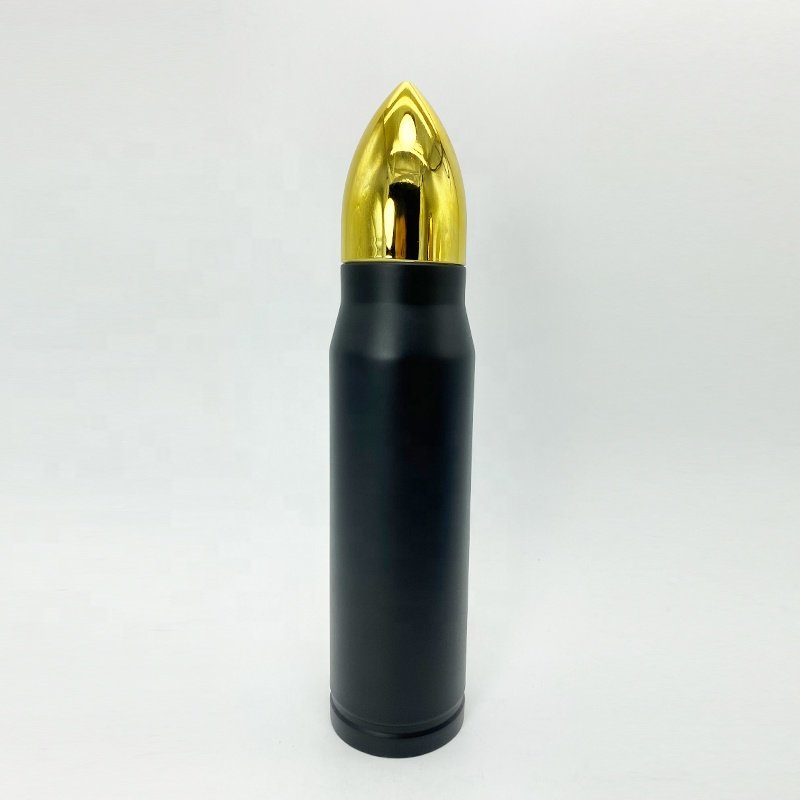 Wholesale 350ml, 500ml & 750ml shotgun bullet shaped stainless steel vacuum thermos bullet-flask