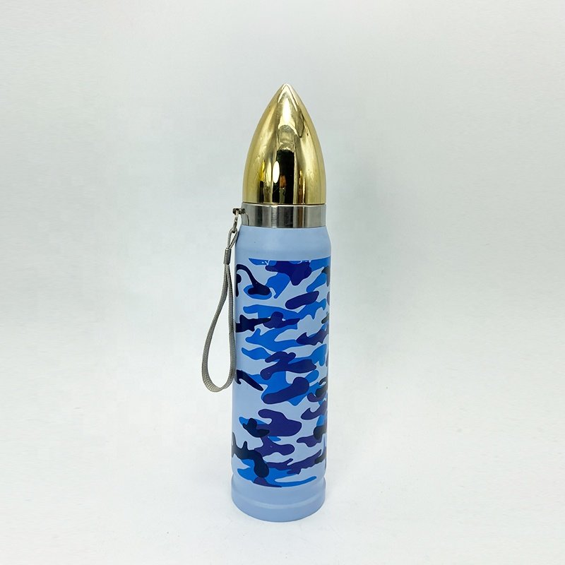 Wholesale 350ml, 500ml & 750ml shotgun bullet shaped stainless steel vacuum thermos bullet-flask