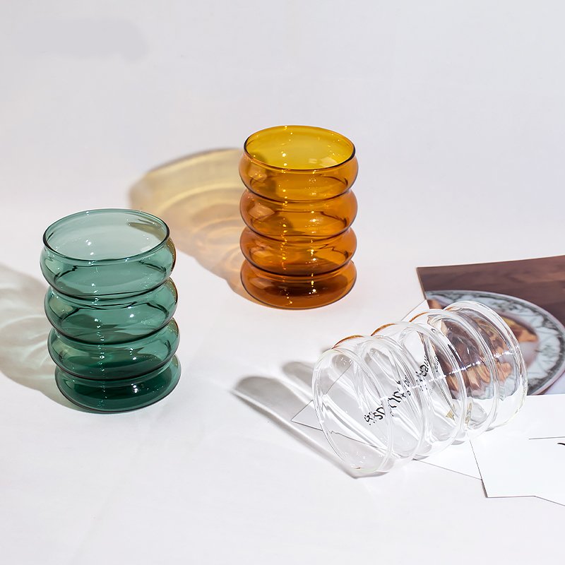 Wholesale Ins Style Glass Drink Cup Hand Blown Color Glass Coffee Cup High Borosilicate Heat Resistance Glass Mug