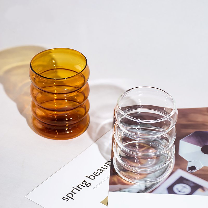 Wholesale Ins Style Glass Drink Cup Hand Blown Color Glass Coffee Cup High Borosilicate Heat Resistance Glass Mug