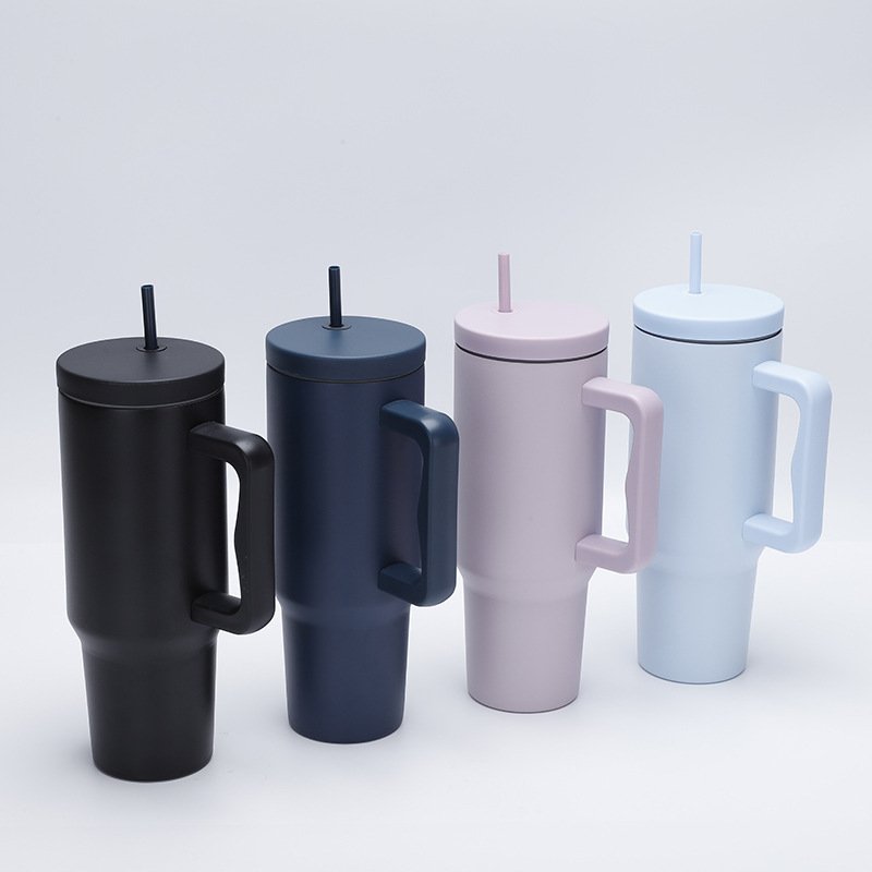 2024 New 40oz Spill Proof Modern Treked Tumblers No Leak Travel Insulated Car Cup Mug with Handle and Straw