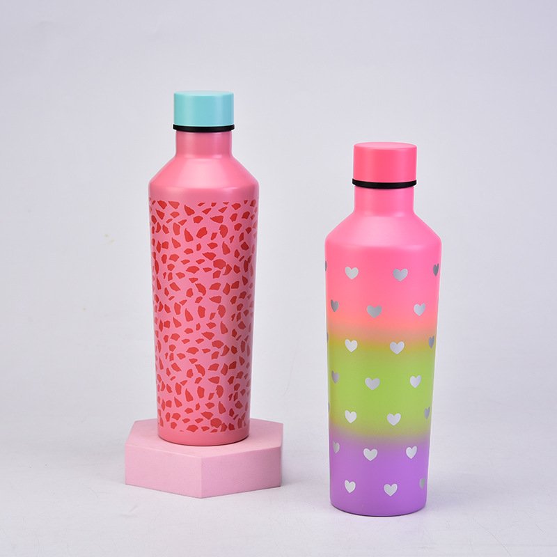 500ML Ceramic Insulated 304 Stainless Steel Water Bottle Flower Cups Portable Vacuum Flask