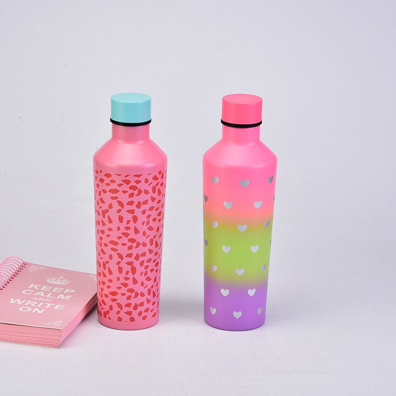 500ML Ceramic Insulated 304 Stainless Steel Water Bottle Flower Cups Portable Vacuum Flask
