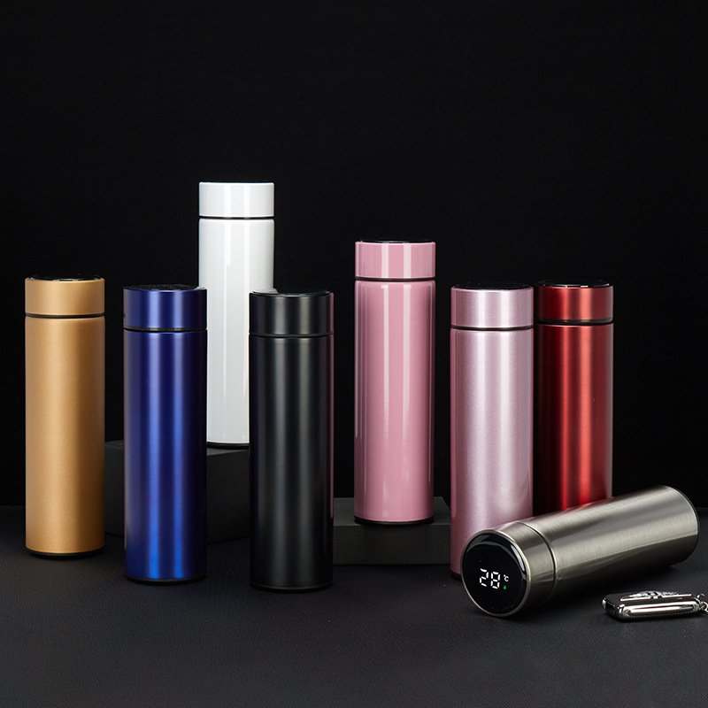 Travel Digital Vacuum Flasks 500ml 17oz Stainless Steel Smart Thermos Led Water Bottles Coffee Mugs Tumbler Cups Display Lid