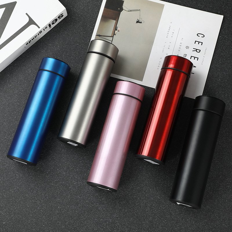 Travel Digital Vacuum Flasks 500ml 17oz Stainless Steel Smart Thermos Led Water Bottles Coffee Mugs Tumbler Cups Display Lid
