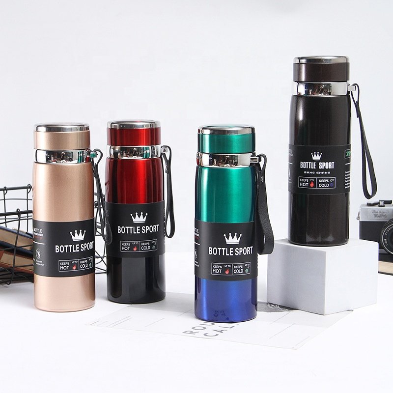 Wholesale Thermal Men Coffee Flask Personalized 316 Steel Vacuum Insulated Flask With Strainer Double Wall Business Flask